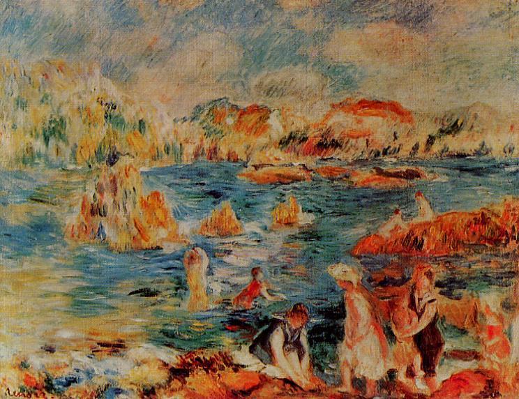 The Beach at Guernsey (1882) - Pierre-Auguste Renoir Tablo