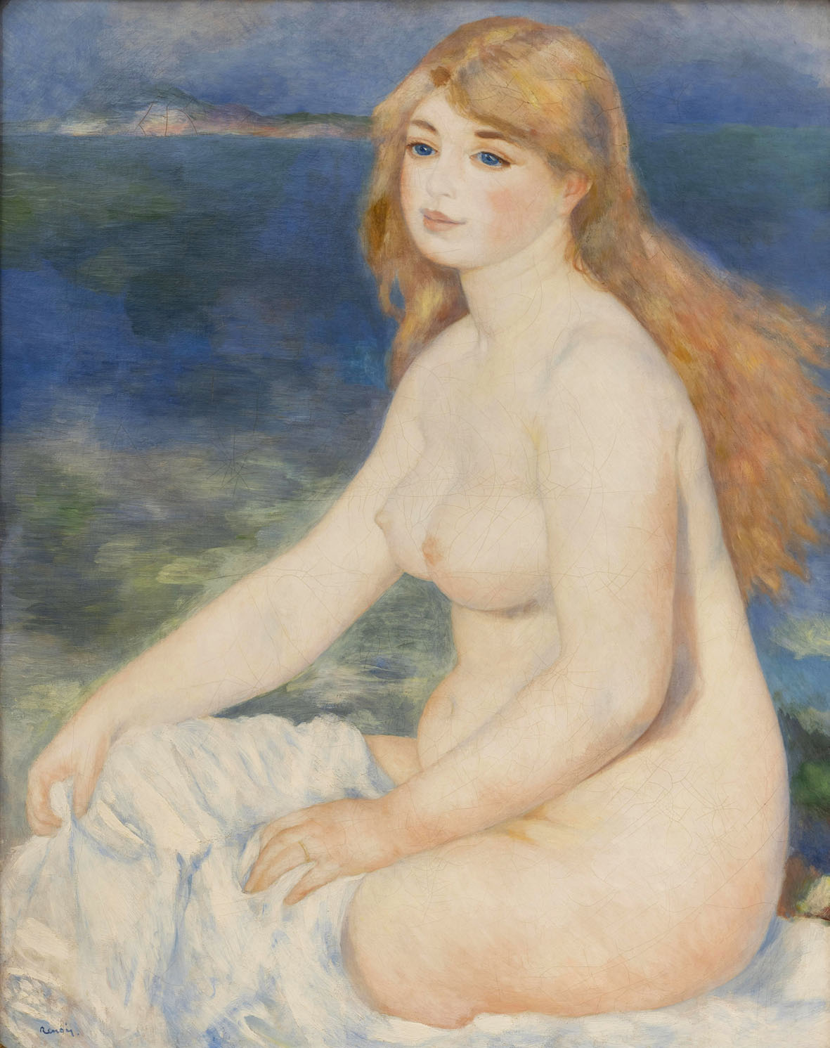The Blonde Bather (Blonde Bather II) (1882) - Pierre-Auguste Renoir Tablo