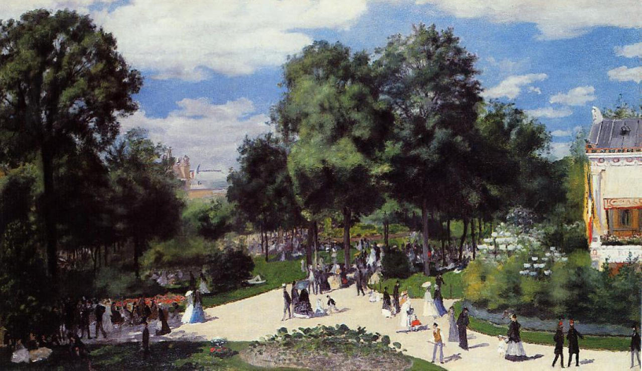The Champs Elysees during the Paris Fair of (1867-1867) - Pierre-Auguste Renoir Tablo