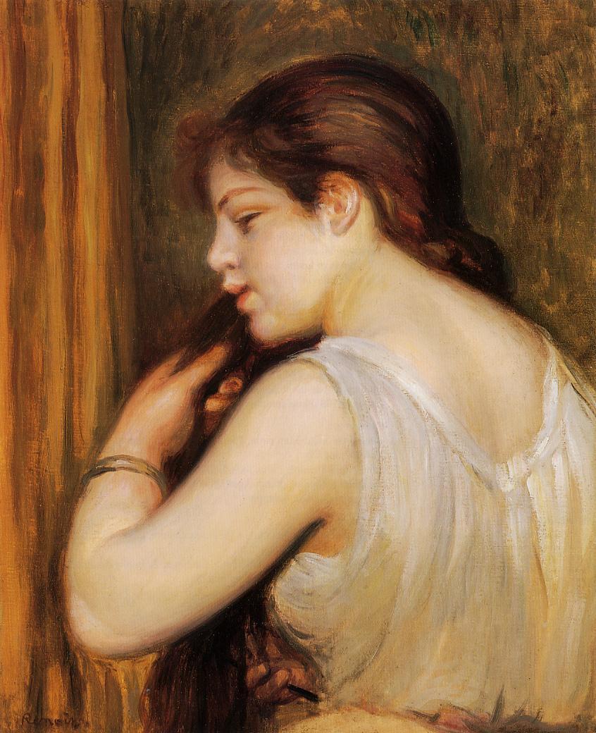 The Coiffure (Young Girl Combing Her Hair) (1896) - Pierre-Auguste Renoir Tablo