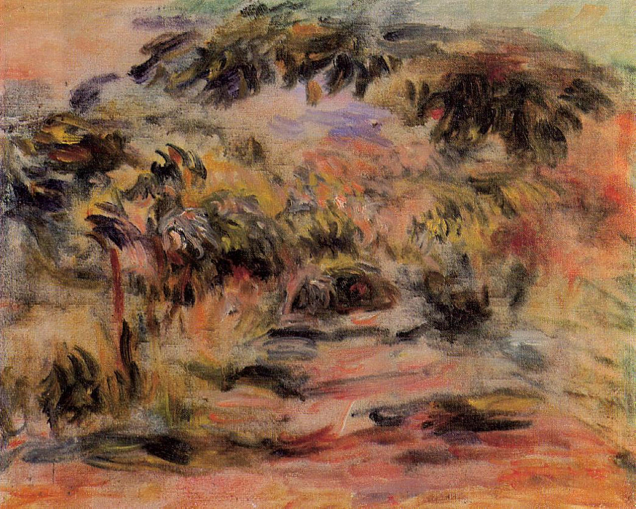 The Footpath (1917) - Pierre-Auguste Renoir Tablo