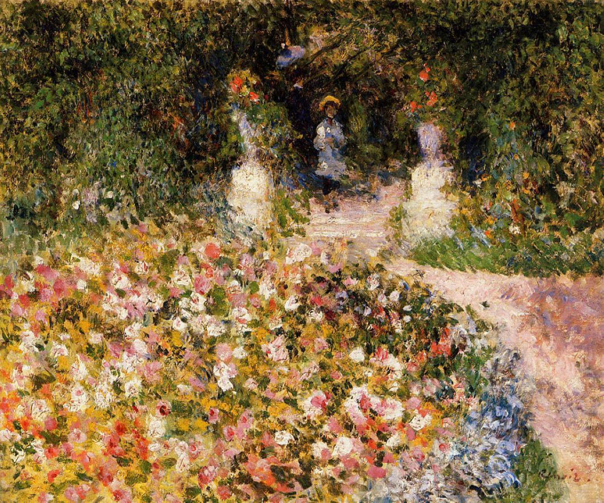 The Garden (1875) - Pierre-Auguste Renoir Tablo
