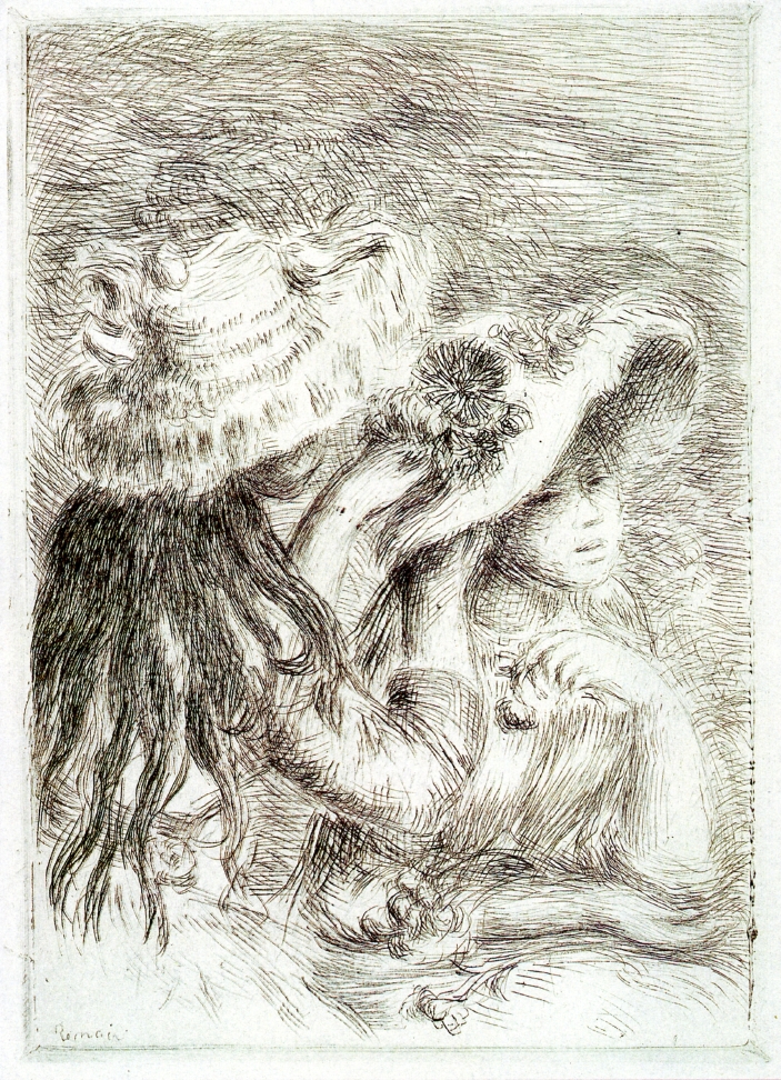 The Hat Pinned (1894) - Pierre-Auguste Renoir Tablo