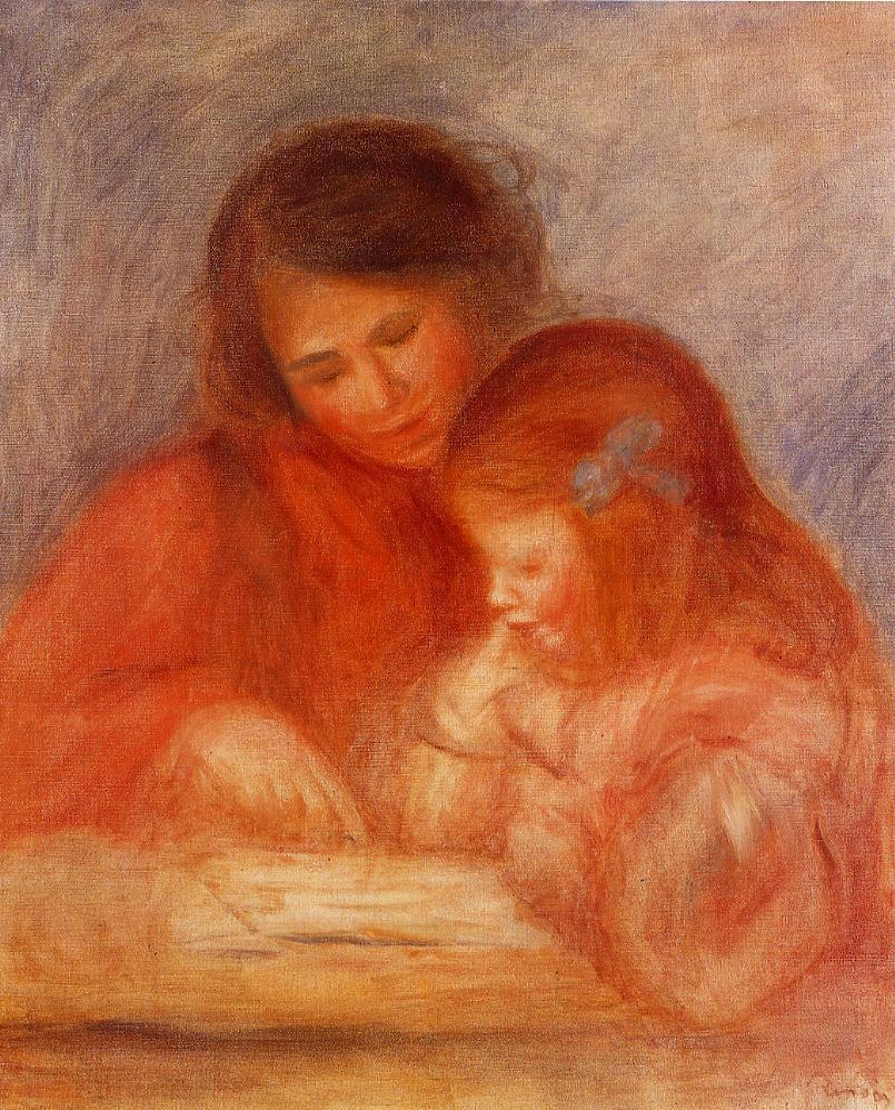 The Lesson (1900) - Pierre-Auguste Renoir Tablo