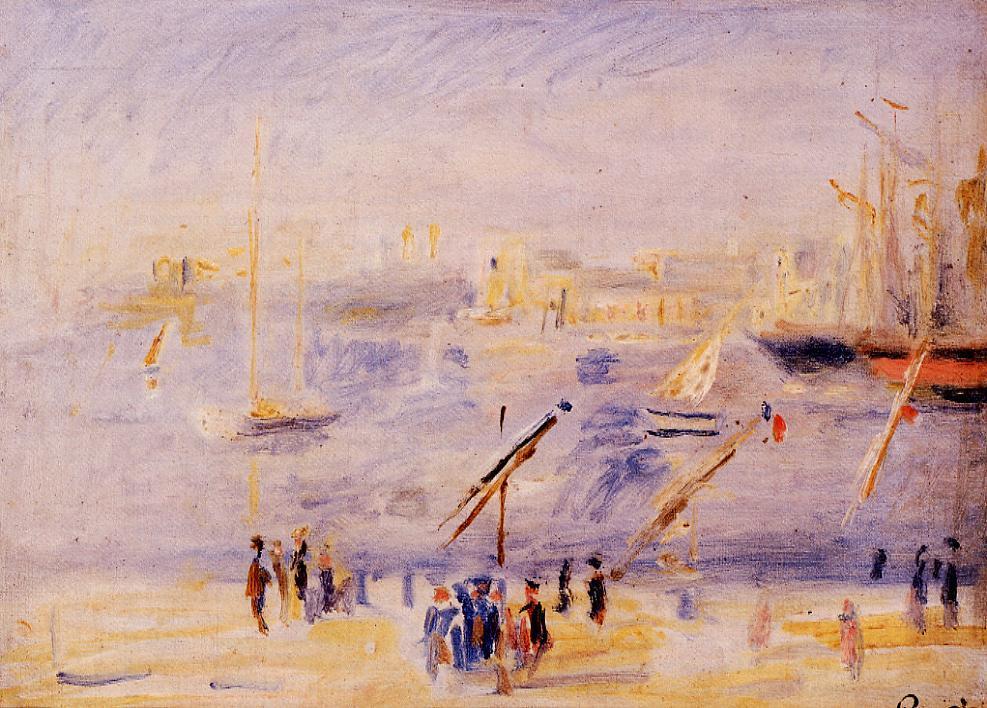 The Old Port of Marseille, People and Boats (1890) - Pierre-Auguste Renoir Tablo