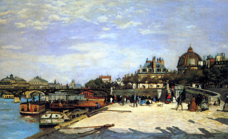 The Pont des Arts and the Institut de France (1867) - Pierre-Auguste Renoir Tablo
