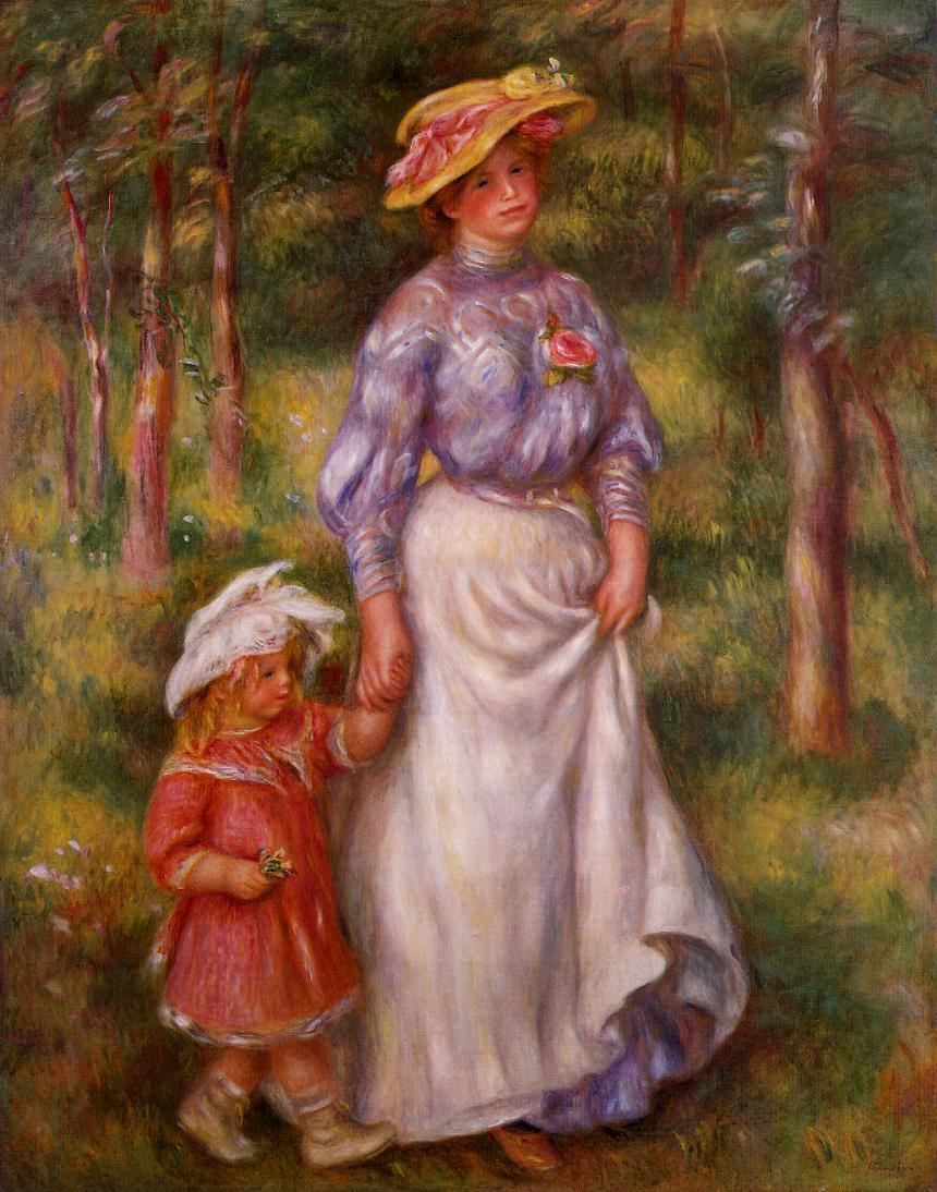 The Promenade (Julienne Dubanc and Adrienne) (1906) – Pierre-Auguste Renoir Tablo