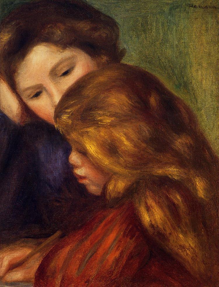 The Writing Lesson (1895) - Pierre-Auguste Renoir Tablo