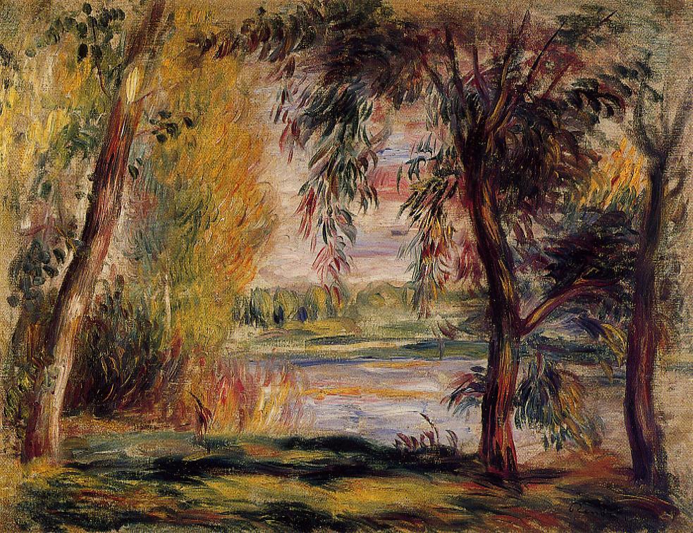 Trees by the Water - Pierre-Auguste Renoir Tablo