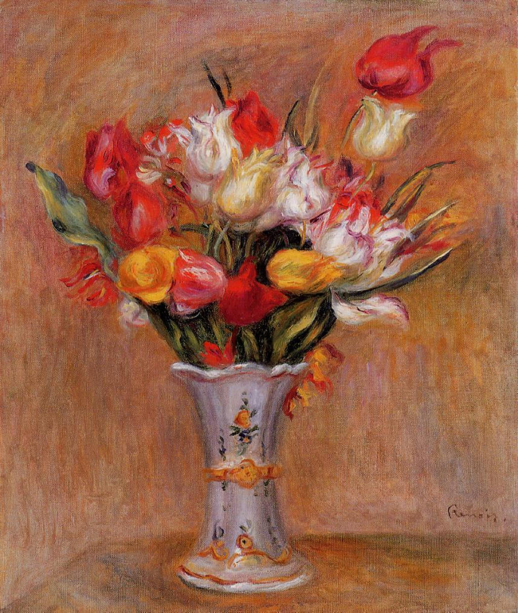 Tulips (1909) - Pierre-Auguste Renoir Tablo