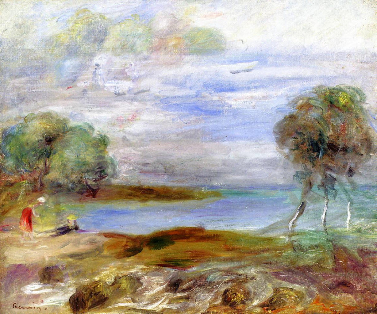 Two Figures by the Water - Pierre-Auguste Renoir Tablo
