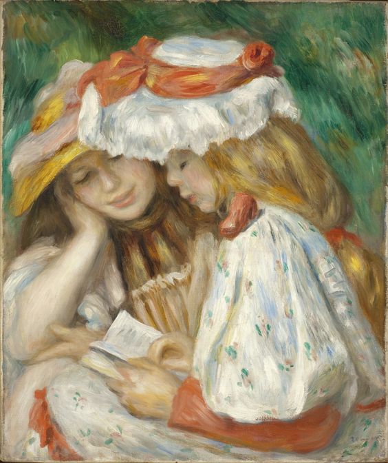 Two Girls Reading (1891) - Pierre-Auguste Renoir Tablo