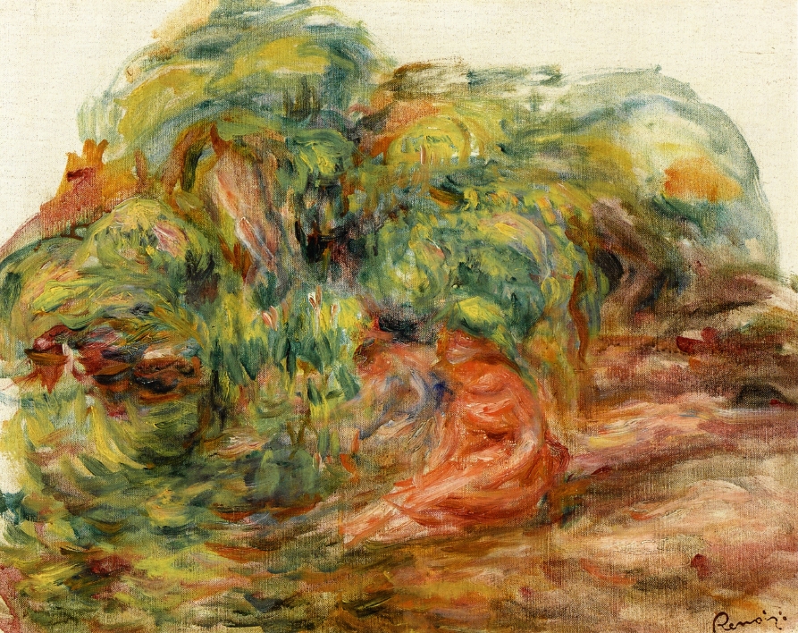 Two Woman in a Garden - Pierre-Auguste Renoir Tablo