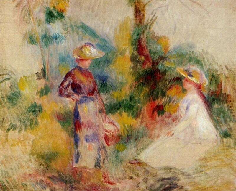 Two Women in a Garden (1906) – Pierre-Auguste Renoir Tablo