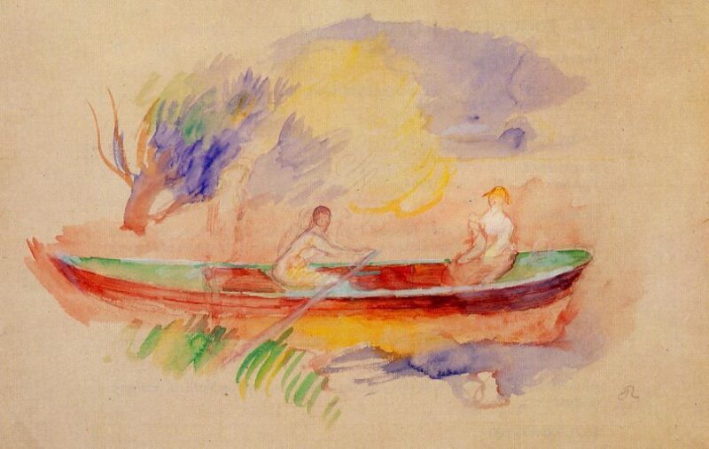 Two Women in a Rowboat (1880) - Pierre-Auguste Renoir Tablo