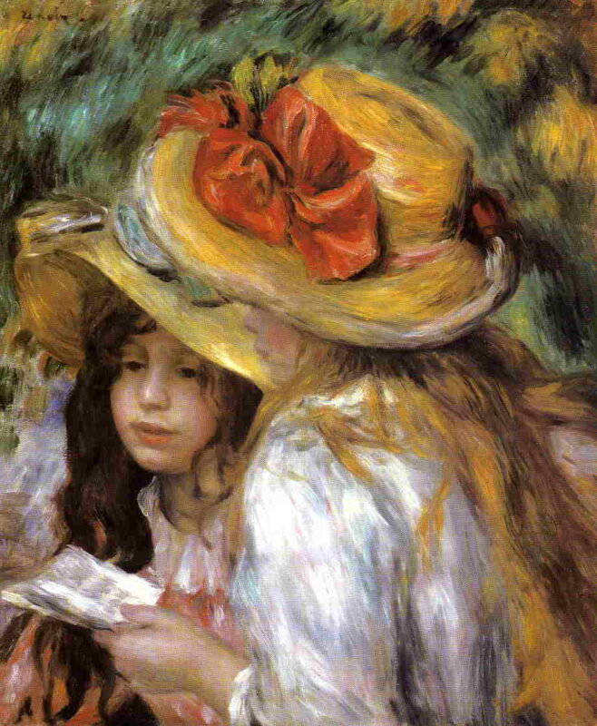 Two Young Girls Reading (1890) - Pierre-Auguste Renoir Tablo