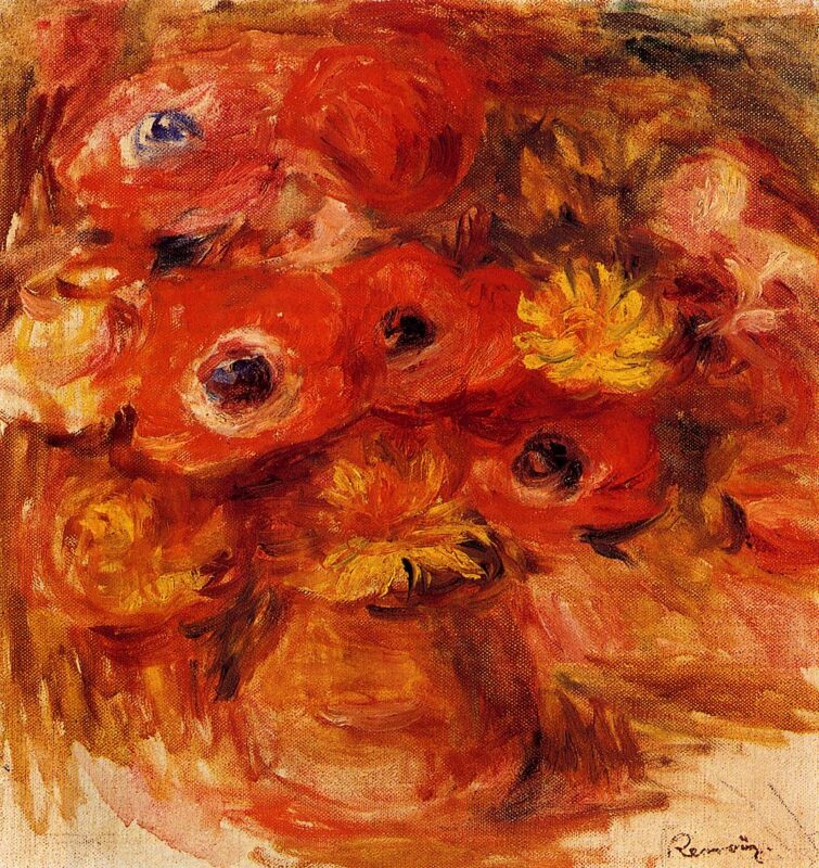 Vase of Anemones - Pierre-Auguste Renoir Tablo