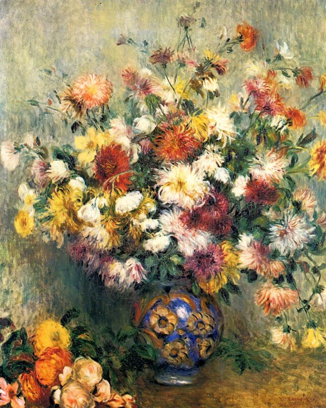 Vase of Chrysanthemums (1880) – Pierre-Auguste Renoir Tablo