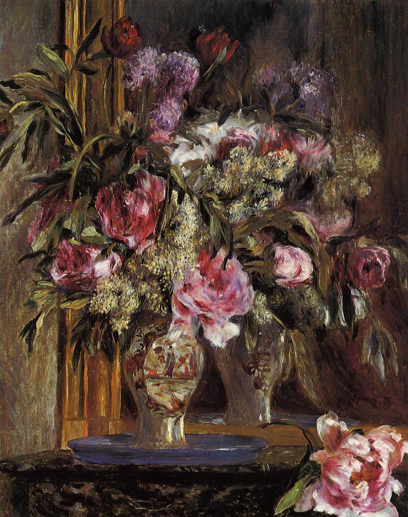 Vase of Flowers (1871) - Pierre-Auguste Renoir Tablo