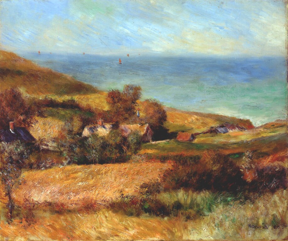 View of the normandy coast near wargemont (1880) - Pierre-Auguste Renoir Tablo