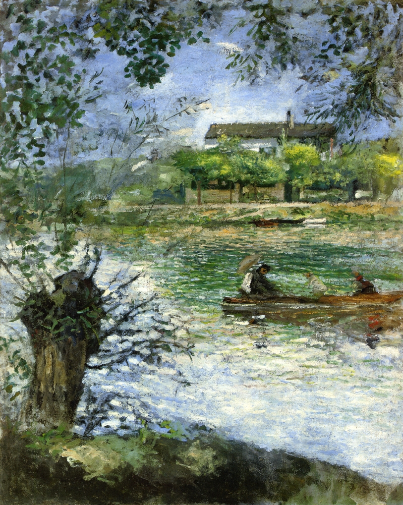 Willows and Figures in a Boat (1880) – Pierre-Auguste Renoir Tablo