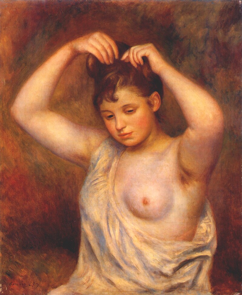 Woman Combing Her Hair (1887) - Pierre-Auguste Renoir Tablo