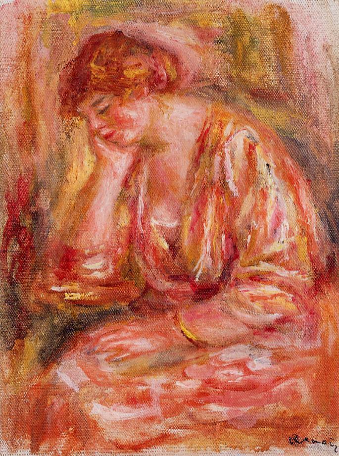 Woman Leaning on Her Elbow (1918) – Pierre-Auguste Renoir Tablo
