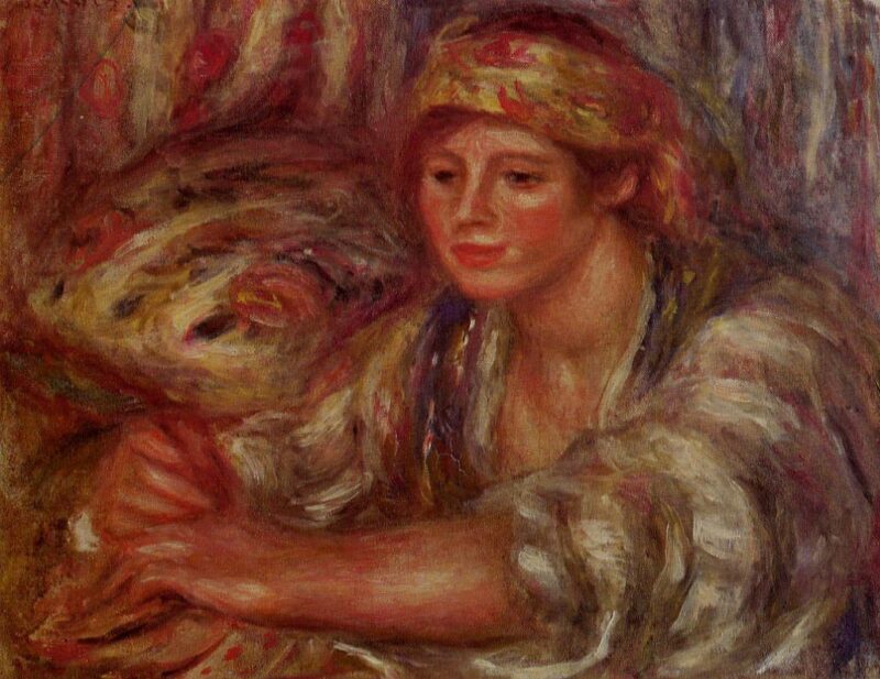 Woman Playing Cards (1917) - Pierre-Auguste Renoir Tablo