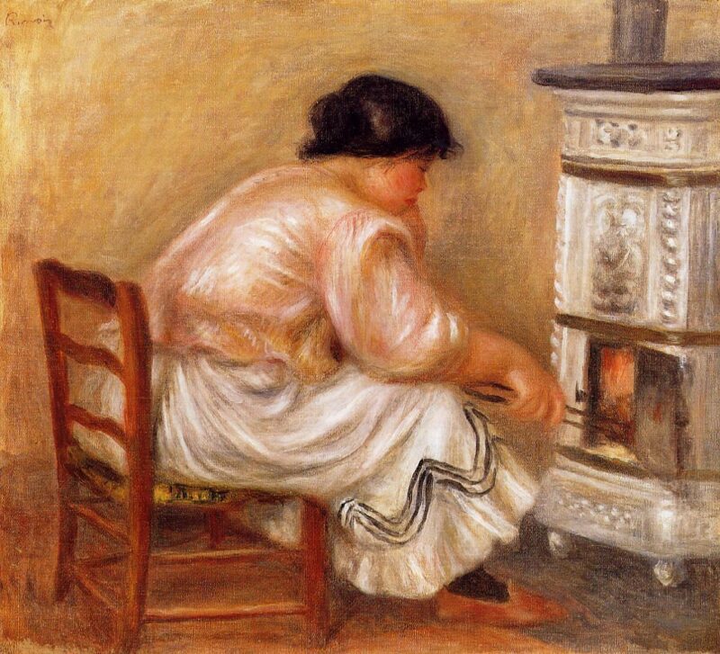 Woman Stoking a Stove (1912) - Pierre-Auguste Renoir Tablo