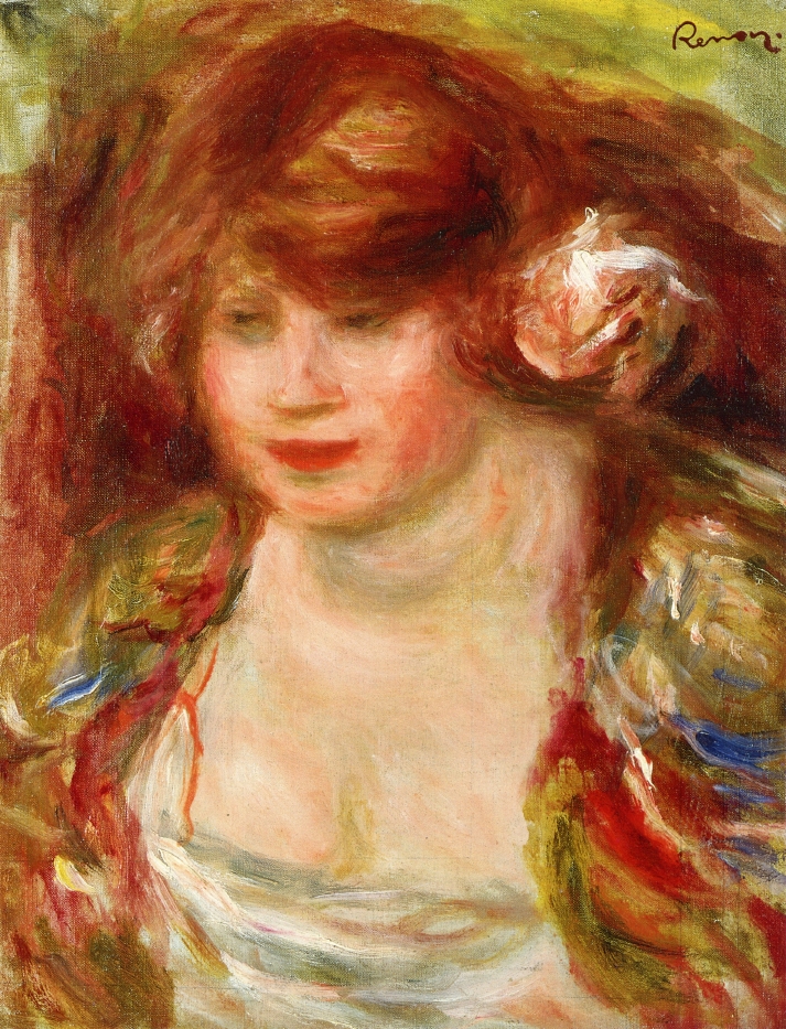 Woman Wearing a Rose Andree (1919) - Pierre-Auguste Renoir Tablo