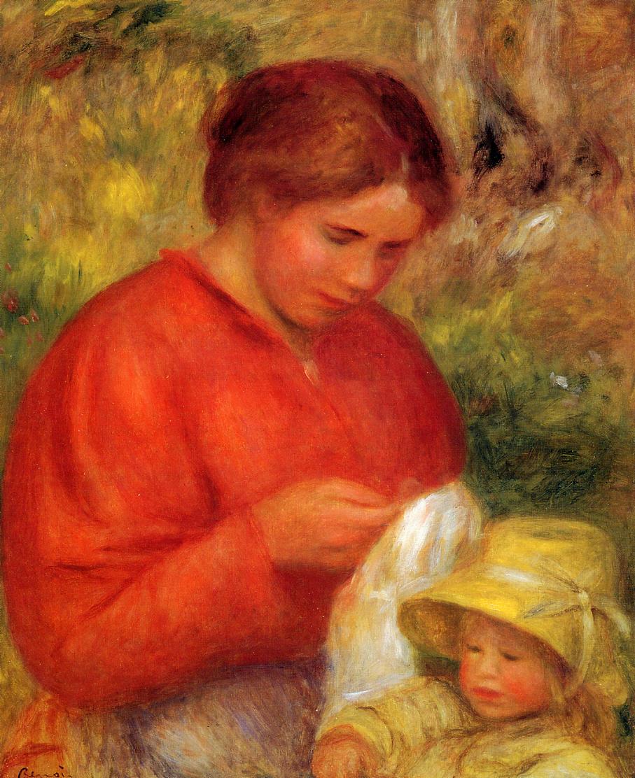 Woman and Child (1900) - Pierre-Auguste Renoir Tablo