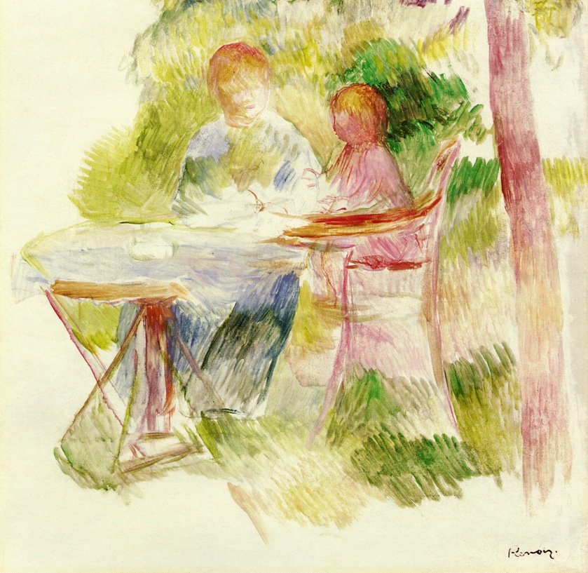 Woman and Child in a Garden (1880) - Pierre-Auguste Renoir Tablo