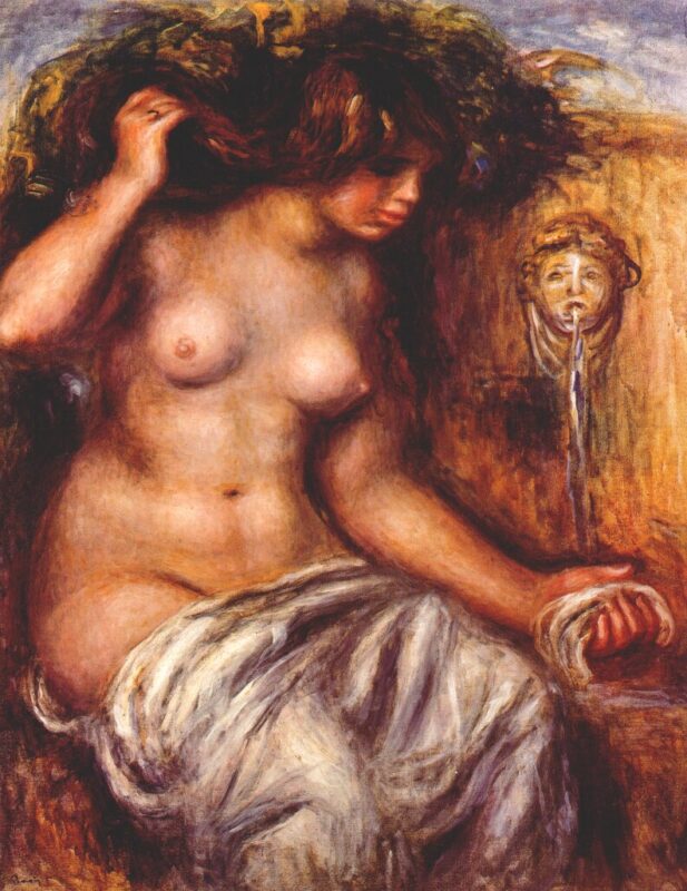 Woman at the fountain (1910) - Pierre-Auguste Renoir Tablo