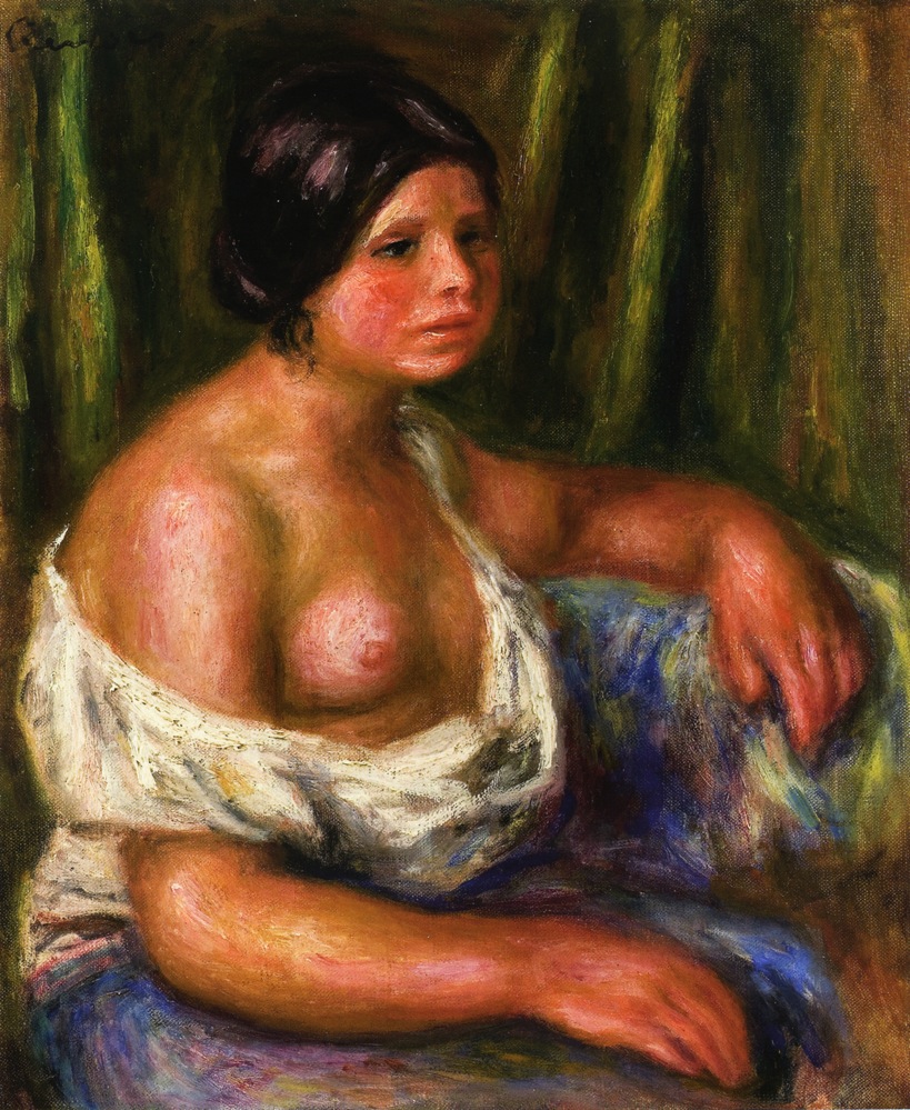 Woman in Blue – Pierre-Auguste Renoir Tablo