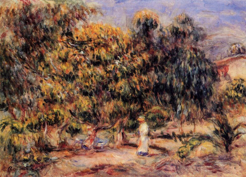 Woman in White in the Garden at Colettes (1915) - Pierre-Auguste Renoir Tablo