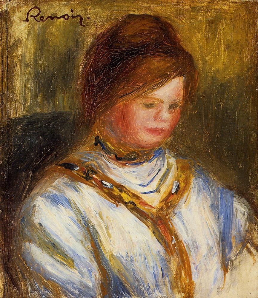 Woman in a Blue Blouse (1906) - Pierre-Auguste Renoir Tablo