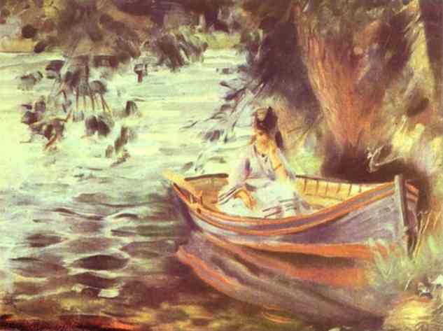 Woman in a Boat – Pierre-Auguste Renoir Tablo