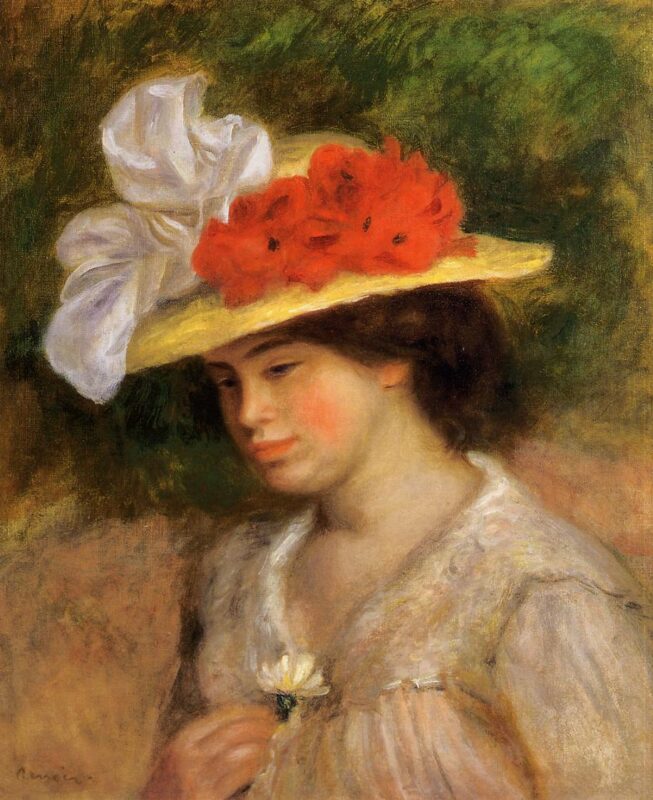 Woman in a Flowered Hat (1899) - Pierre-Auguste Renoir Tablo