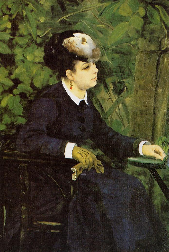 Woman in a Garden (Woman with a Seagull) (1868) - Pierre-Auguste Renoir Tablo