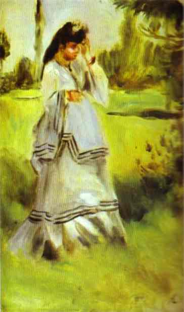 Woman in a Park - Pierre-Auguste Renoir Tablo