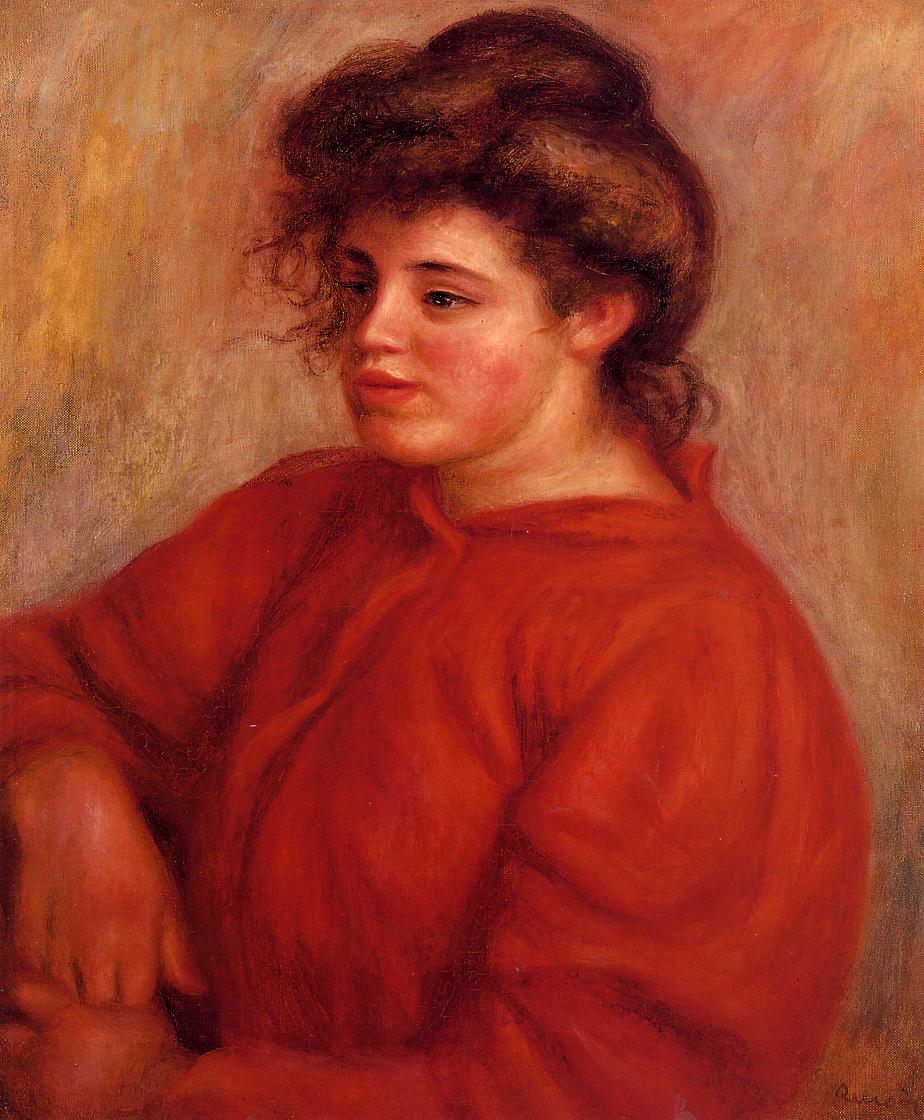 Woman in a Red Blouse (1908) - Pierre-Auguste Renoir Tablo