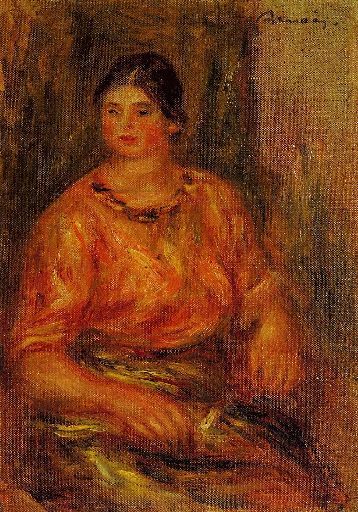 Woman in a Red Blouse (1914) - Pierre-Auguste Renoir Tablo