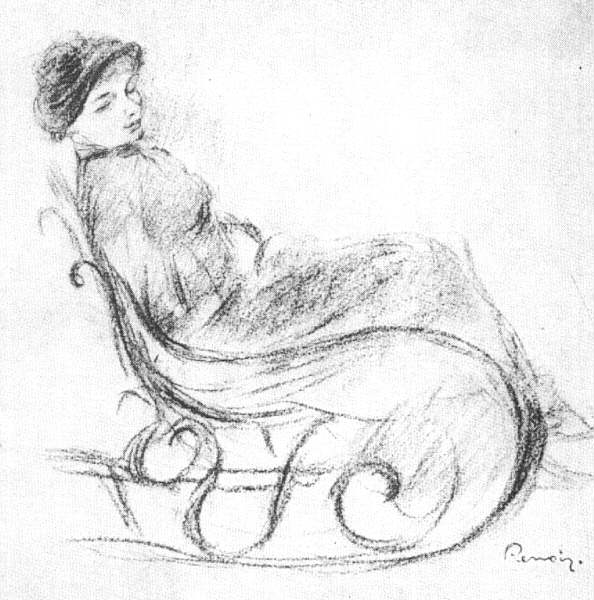 Woman in a Rocking Chair - Pierre-Auguste Renoir Tablo