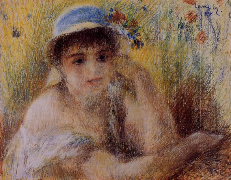 Woman in a Straw Hat (1880) - Pierre-Auguste Renoir Tablo
