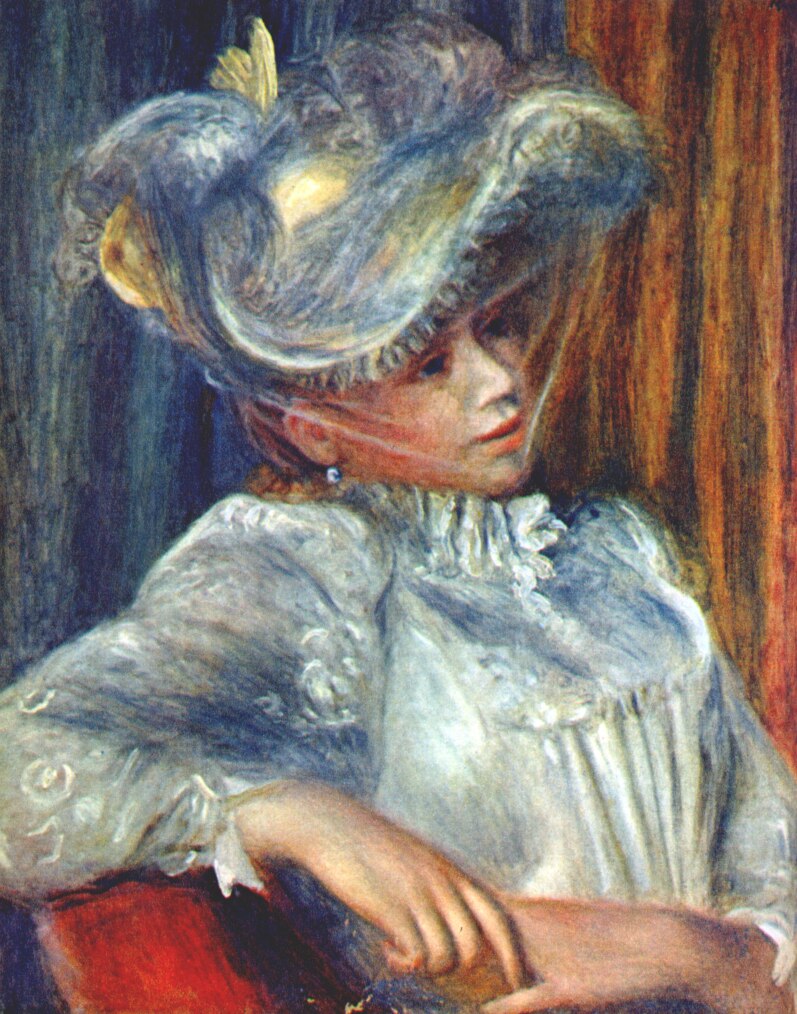 Woman in a hat (1895) - Pierre-Auguste Renoir Tablo