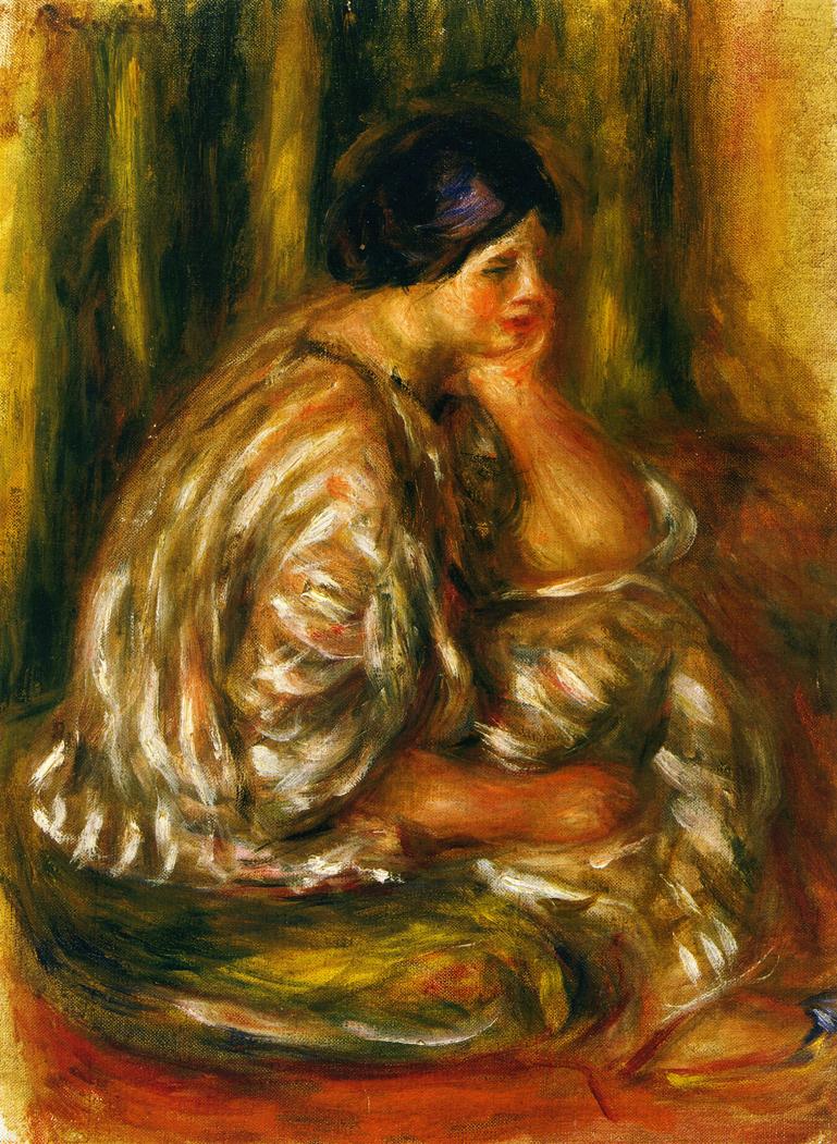 Woman in an Oriental Costume - Pierre-Auguste Renoir Tablo