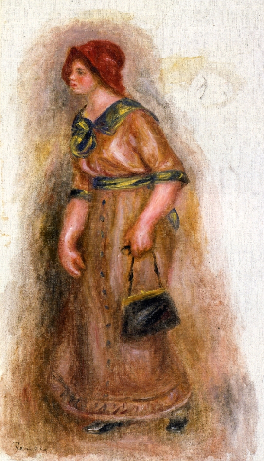 Woman with Bag (1906) - Pierre-Auguste Renoir Tablo