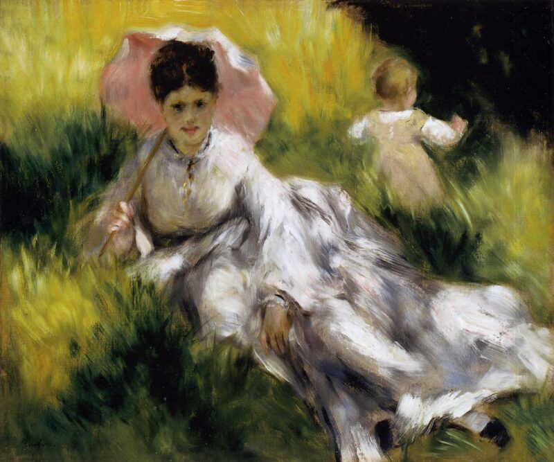 Woman with Parasol (1873) - Pierre-Auguste Renoir Tablo