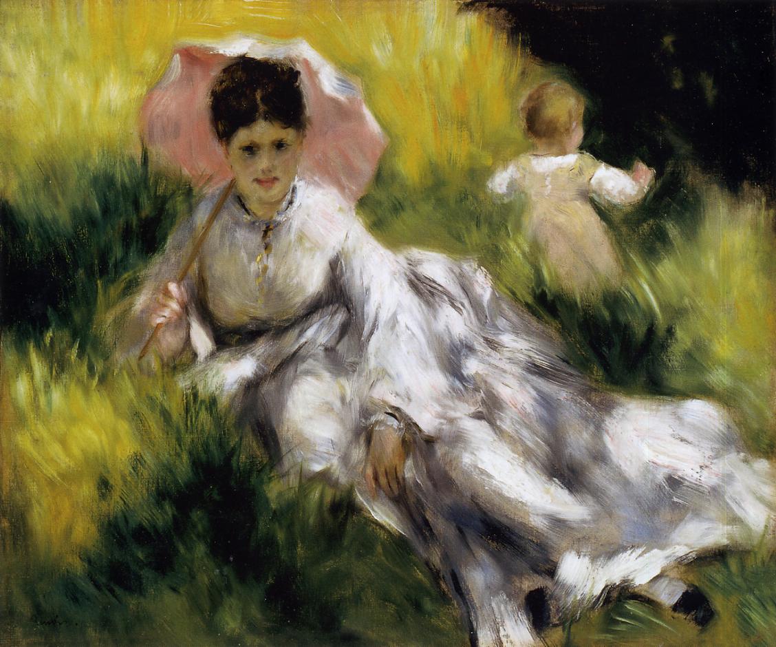 Woman with Parasol (1873) - Pierre-Auguste Renoir Tablo