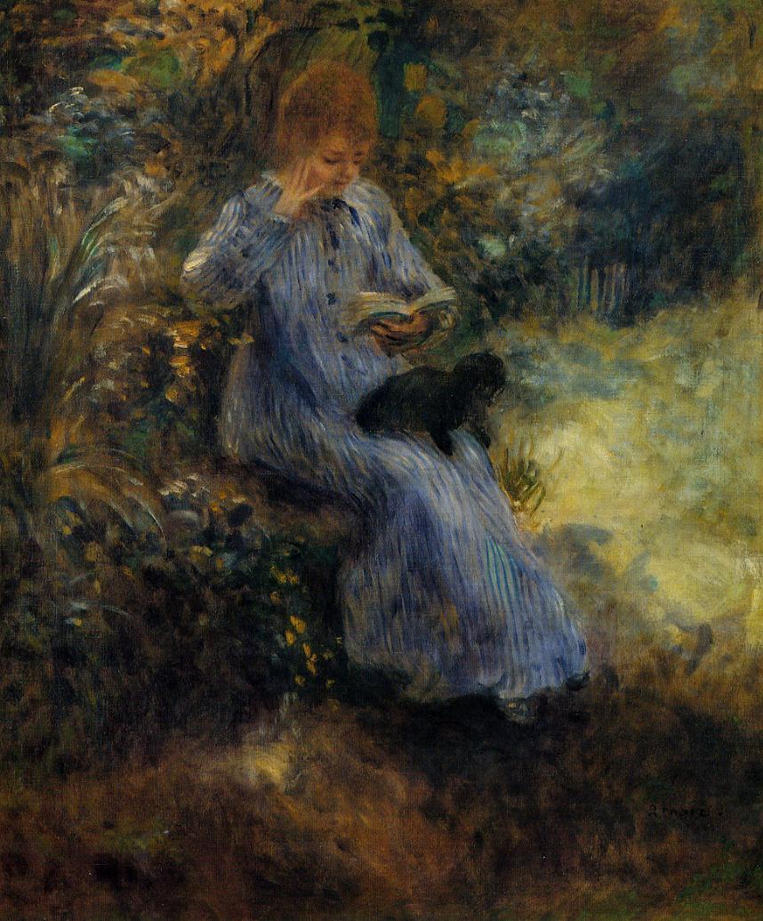 Woman with a Black Dog (1874) - Pierre-Auguste Renoir Tablo